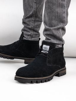 Alberto Torresi - HEADON Series Devl559 Genuine Suede Mid Top Black Chukka Boots