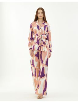 KoAi - Purple, White and Orange Abstract Pants