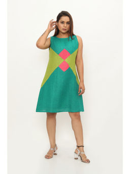 dhaaga - Green Catalina Colorblock Dress