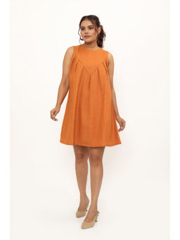 dhaaga - Orange Granada Solid Dress