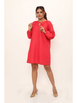 dhaaga - Coral Loma Solid Dress