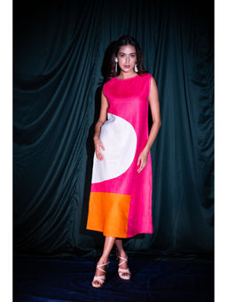 dhaaga - Pink Malibu Colorblock Dress