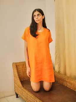 dhaaga - Orange Sadie Solid Dress