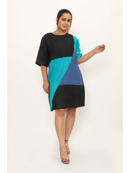 dhaaga - Black Ventura Colorblock Dress
