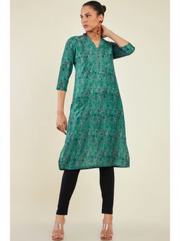 Soch - Womens Green Modal Floral Kurta