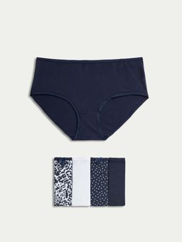 Marks & Spencer - Multi-Color Cotton Lycra Printed High Rise Shorts (Pack of 5)