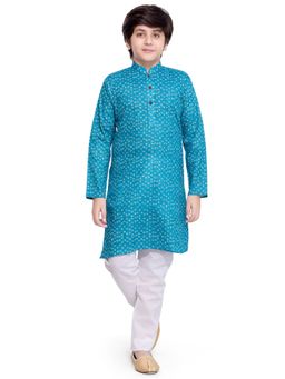 Jeetethnics - Boys Blue Printed Kurta Pyjama Set (Set of 2)