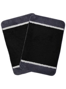 Saral Home - Black Microfiber Anti Skid Bath Mat 40x60 cm (Pack of 2)