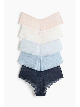 H&M - Women Blue 5-Pack Lace Hipster Briefs
