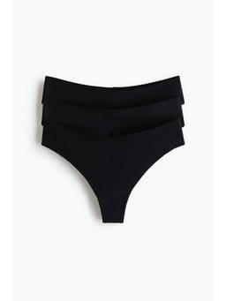 H&M - Women Black 3-Pack Invisible Cotton Brazilian Briefs