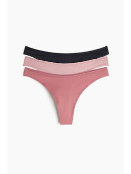 H&M - Women Black 3-Pack Microfibre Thong Briefs