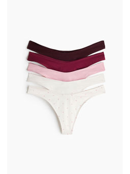H&M - Women Red 5-Pack Cotton Thong Briefs