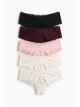 H&M - Women White 5-Pack Cotton And Lace Hipster Briefs