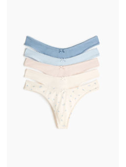 H&M - Women Blue 5-Pack Cotton Thong Briefs