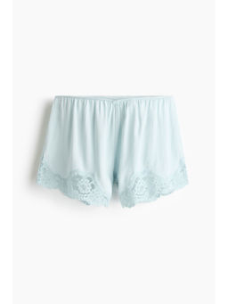 H&M - Women Blue Lace-Trimmed Pyjama Shorts