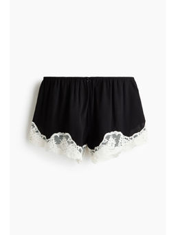 H&M - Women Black Lace-Trimmed Pyjama Shorts
