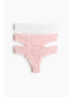 H&M - Women Pink 3-Pack Lace Brazilian Briefs