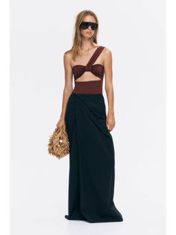 H&M - Women Brown Padded-Cup One-Shoulder Swimsuit