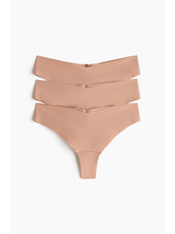 H&M - Women Beige 3-Pack Invisible Brazilian Briefs