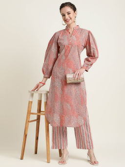 Zari Jaipur - Unstitched Salwar Suit- Peach ( Set of 2)