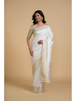 SAAKI - Desi Drapes White Golden Embellished Saree