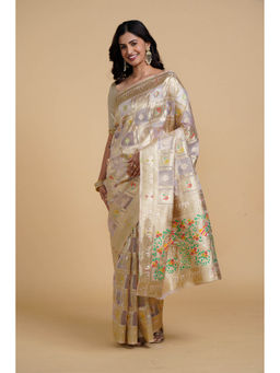 SAAKI - Desi Drapes Gold Checked Motif Saree