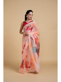 SAAKI - Desi Drapes Peach Printed Saree