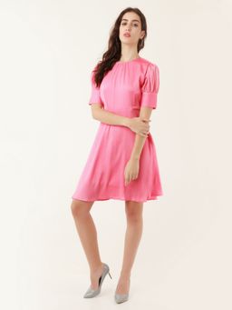Zink London - Womens Pink Solid Mini Dress