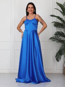 GAIIA - Royal Blue Solid Corset Style Maxi Dress