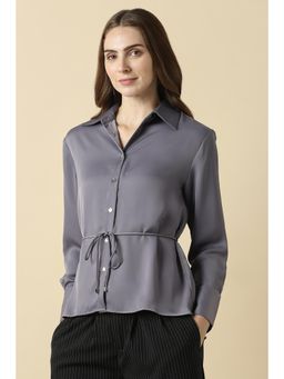 Allen Solly - Women Grey Solid Long Sleeves Shirt