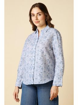 Allen Solly - Women Light Blue Floral Printed Long Sleeves Shirt