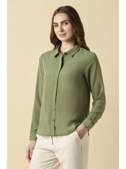 Allen Solly - Women Olive Solid Long Sleeves Shirt