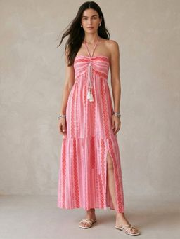 Outzidr - Pink Printed Dress