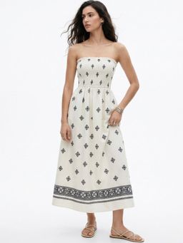 Outzidr - White Tube Printed Dress