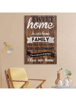 HomeTown - Ilona Typographical Monochrome Print On Wood 40X60, Brown