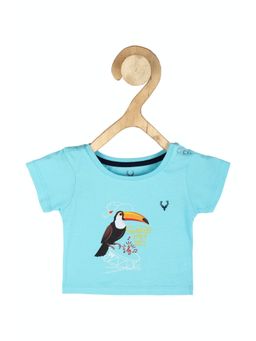 Allen Solly Junior - Boys Blue Regular Fit Graphic Print Crew Neck T Shirt