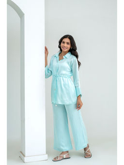 JS Label  - JS LABEL Turquoise Modal Satin Co-Ord (Set of 2)