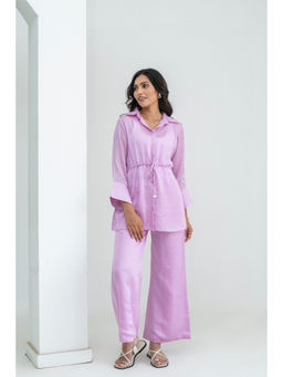 JS Label  - JS LABEL Purple Modal Satin Co-Ord (Set of 2)
