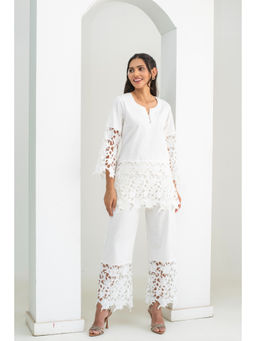 JS Label  - JS LABEL White Poplin Lacework Co-Ord (Set of 2)