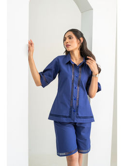 JS Label  - JS LABEL Navy Blue Poplin Shirt