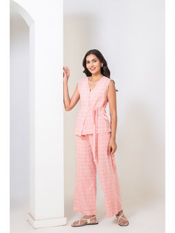 JS Label  - JS LABEL Pink Woven Cotton Co-Ord (Set of 2)
