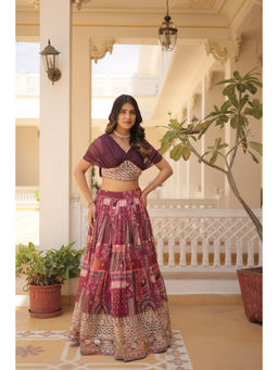 Noorani by LA - Royal Russet Tapestry Lehenga with Crop Top (Set of 2)