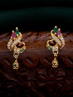 Estele - Gold Plated CZ Peacock Designer Earrings For Women