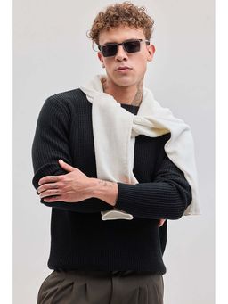 Snitch - Men Black Textured Sweater