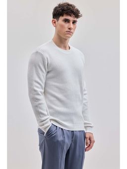 Snitch - Men White Textured Sweater