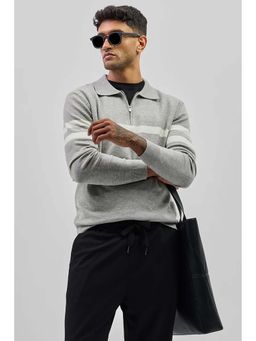 Snitch - Men Grey Stripes Sweater