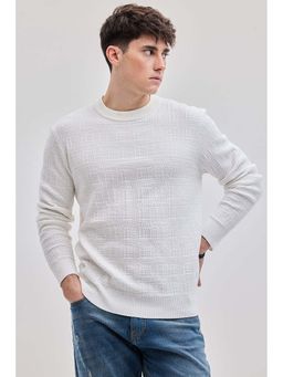 Snitch - Men White Textured Sweater