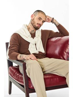 Snitch - Men Brown Textured Sweater
