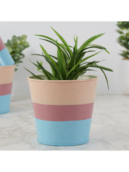 HomeTown - Pep Pop Metal Multi Band Planter 14Cm in Multicolour