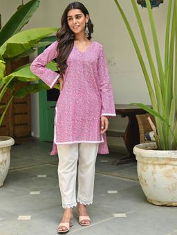 Lavanya The Label - Pink Printed Cotton Kurta (Set of 2)